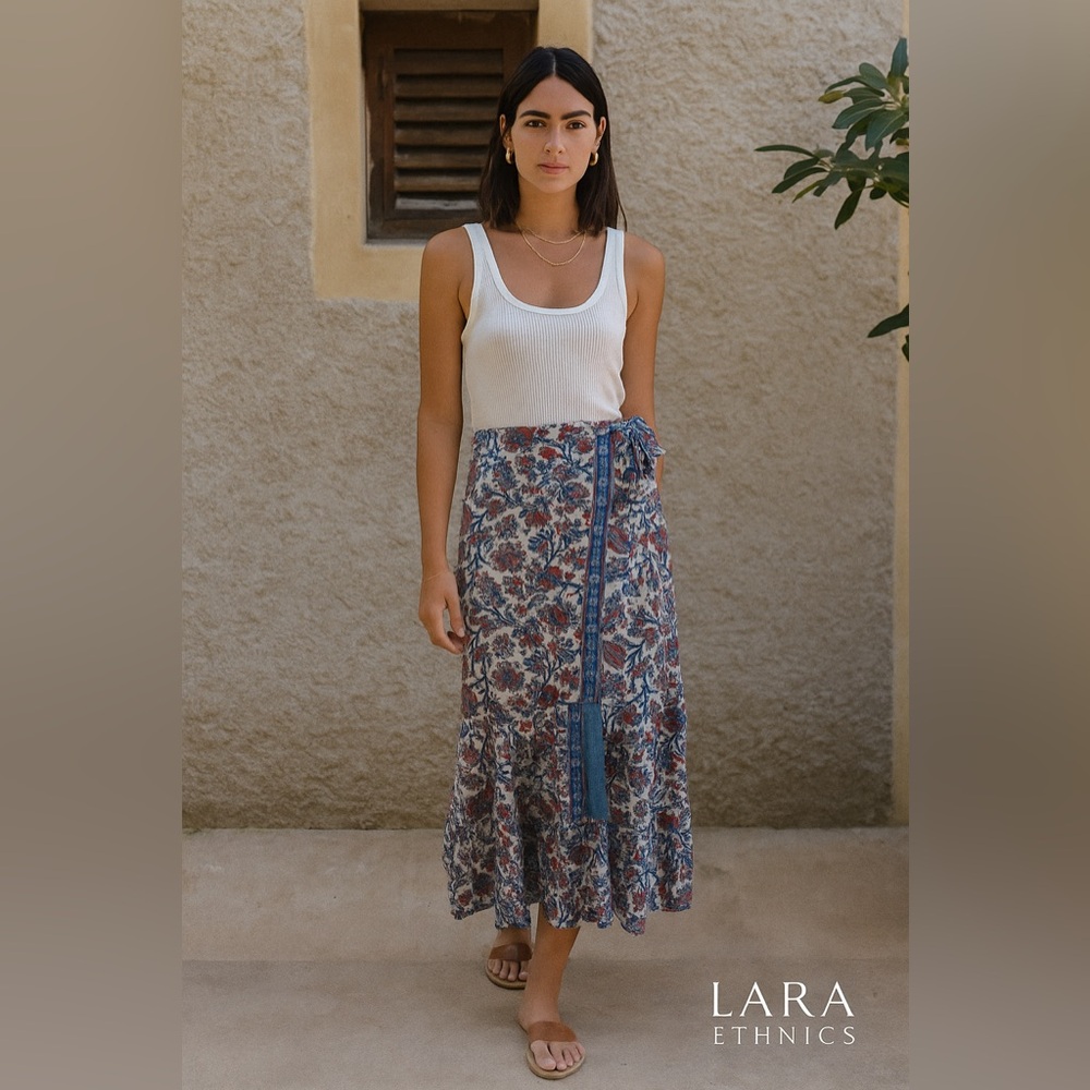 Lara Ethnics Polysilk Wrap Maxi Skirt